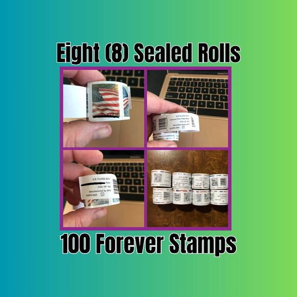 Other - 8 Rolls of Genuine USPS Forever Stamps (800 Stamps Total) Free Shipping